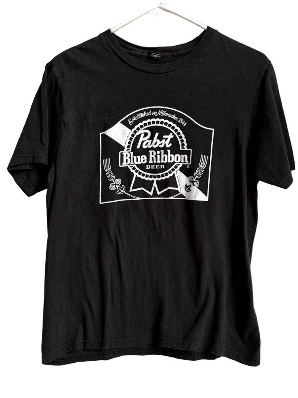 Pabst Blue Ribbon Beer black tee t-shirt